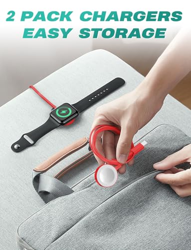 Image of 2Pack USB C for Watch Charger Magnetic Charger Wireless Portable Compatible with Watch Ultra2 Ultra Series 10 /9 /8 /7 /6 /SE /SE2 /5 /4 /3 /2 /1-[1m /Red]