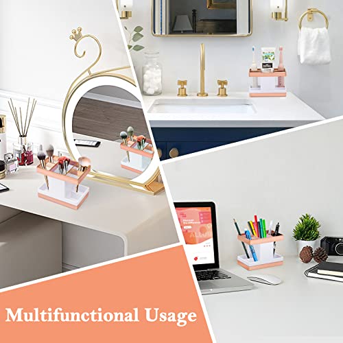 Chintu Kids Toothbrush Holder Set Rust Free Family Toothpaste Holder For Bathroom Countertop, Plastic Toothbrush Organizer Stand, Electric Toothbrush Holder Bathroom Shower Accessories Withe/Rose Gold #TOP6