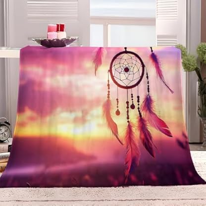 XCQHZYQ Kuscheldecke für Kinder Sonnenuntergang Landschaftsfedern 130x150 cm Decke Fleecedecke Sofadecke Kinderdecke, Superweiche Flanell Wohndecke Geschenke für Jungen Mädchen – Bild 3