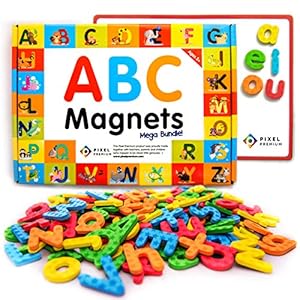 Pixel Premium Magnetic Letters ABC Learning for Toddlers and Kids – 142 Alphabet Magnets – Foam Letter Magnets w/ White…
