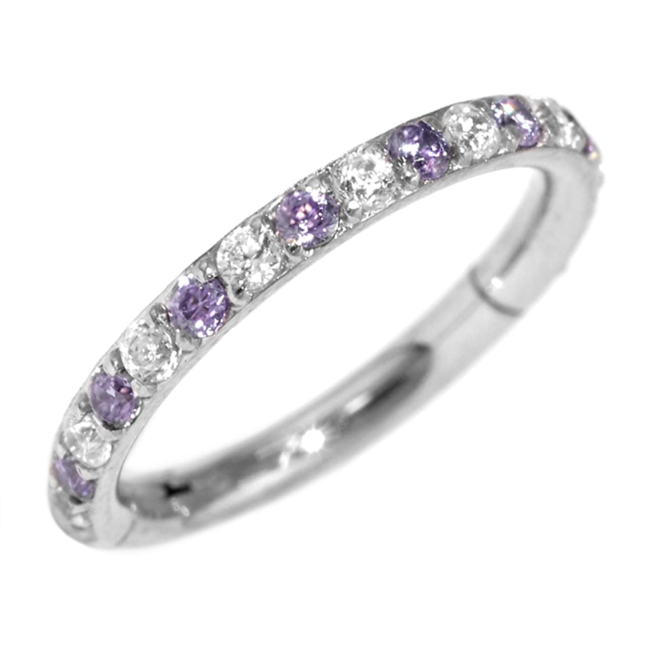 [凛りん] ボディピアス ジュエル ワンタッチセグメントリング フープ ステンレス 軟骨ピアス 片耳用