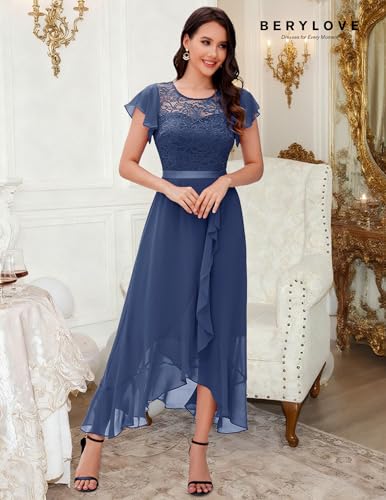 Image of BeryLove Formal Dresses for Women 2026 Wedding Guest with Slit Cocktail Elegant Lace Long Prom Dress