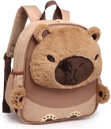 Mochila Infantil, Nova Rio, Capivara com Pelúcia, 33 cm