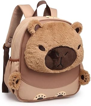 Mochila Infantil, Nova Rio, Capivara com Pelúcia, 33 cm