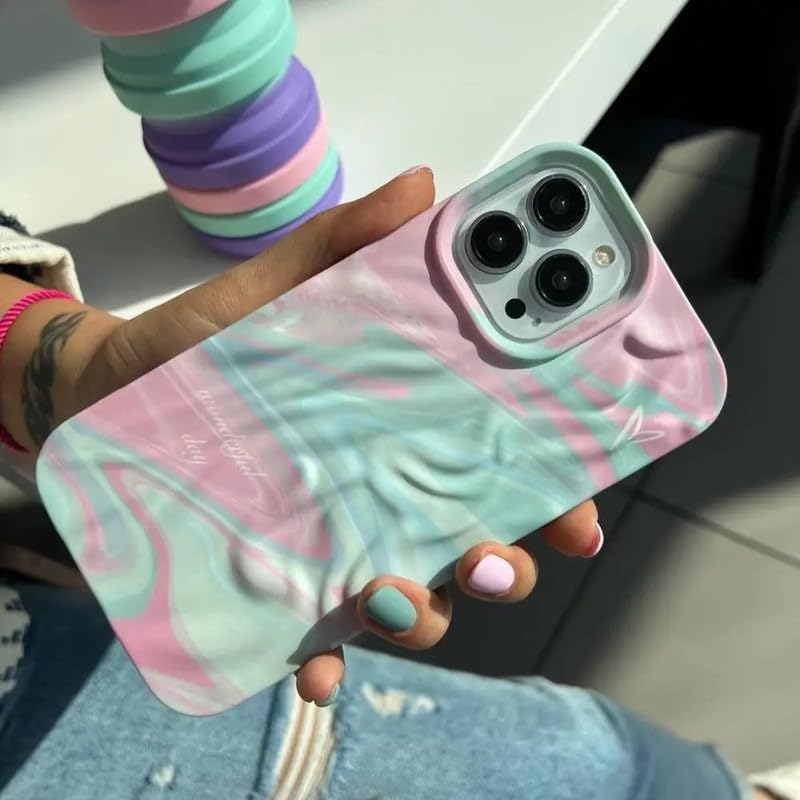 Image of COVERLY for iPhone 14 Pro Max 3D Luxury Rainbow Wonderful Day Phone Case,Premium Texture Trendy Retro Cute Multi Artistic Cool Design -Aesthetic Shades Heart Princess Cover for Apple iPhone 14 Pro Max