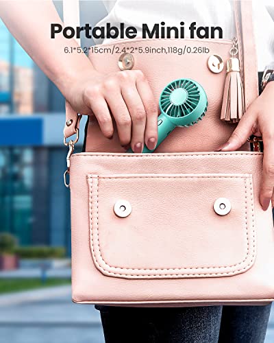 Image of Gaiatop Mini Portable Fan, Powerful Hand Fan Cute Design 3 Speed Dual Motors Personal Small Desk Fan with Base, Lightweight Rechargeable USB Handheld Fan for Stylish Girl Women Men Indoor Outdoor