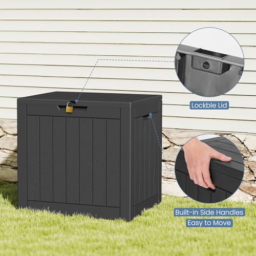 Dumos31gallondeckboxlockableoutsidestorageboxforoutdooruseoutsidewaterproofresinpackagedeliveryboxforbackyardpatiogardenblack Urban Country Home Decor Dumos 31 gallon deck box lockable outside storage box for outdoor use outside waterproof resin package delivery box for backyard patio garden black urban country home decor