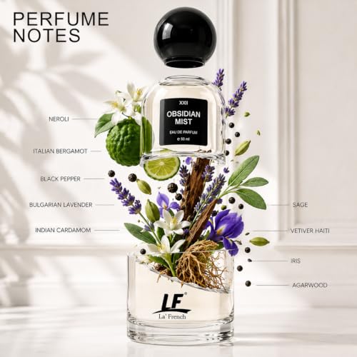 Image of La French Obsidian Mist Unisex Perfume 50ml | Long-Lasting Eau de Perfume | Premium Luxury Fragrance for Men & Women | Fresh, Woody & Musky Scent