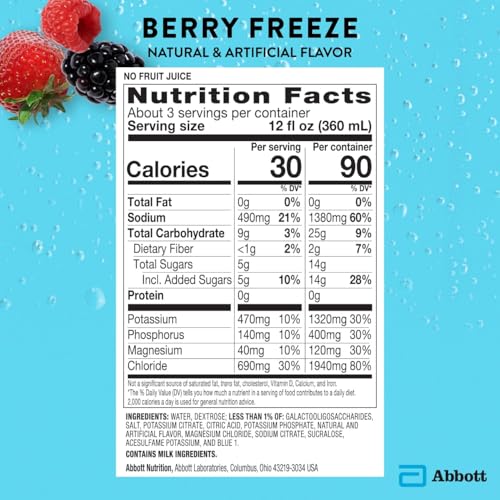 Image of Pedialyte Sport Electrolyte Drink, Fast Hydration with 5 Key Electrolytes for Muscle Support Before, During, & After Exercise, Berry Freeze, 33.8 Fl Oz (Pack of 4)