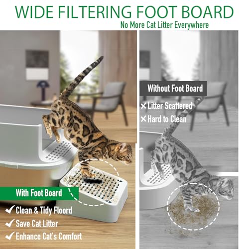 Image of Stainless Steel Cat Litter with Lid, XL Extra Large Enclosed Cat Litter Box for Big Cats, High Sides Metal Litter Box, Anti Leakage,Odor-Free & Easy Cleaning,Include Scoop & Foot Board