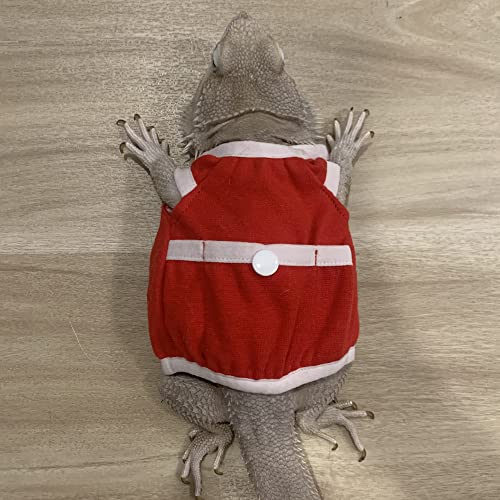 Image of WATFOON Bearded Dragon Clothes Costume Adjustable Reptile Hoodies Apparel Handmade Vest Sleeveless Warm Jacket for Skin Protection Photo Party Lizard Small Animal Gecko Chameleon (XL, Red-White)