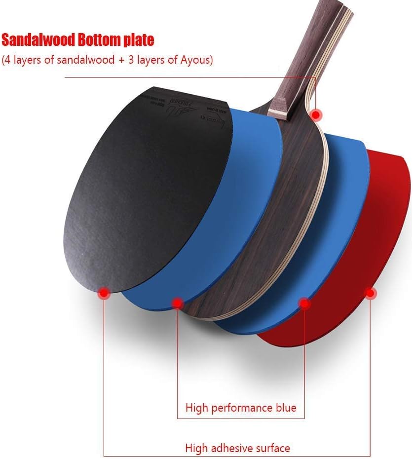 6 Star Training Table Tennis Racket Professional Ping Pong Racket with Carrying Case/As Shown/Short Handle