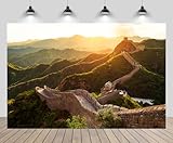 chnywork 7x5ft The Great Wall Backdrop Vintage Asian Chinese Traditional Architecture China Landmark Mountains Sunset View Background Asia Chinese Travel Party Decor Photo Studio Props Wallpaper