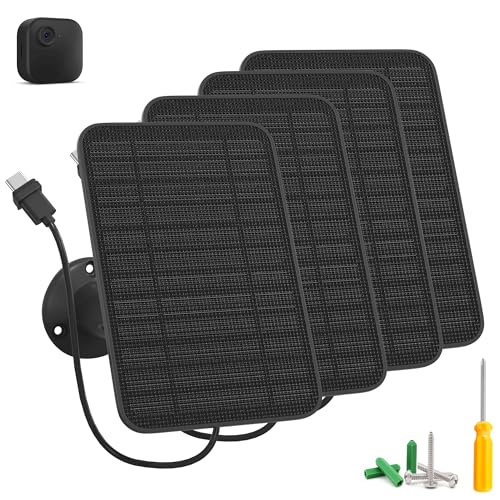 5W Solar Panel for Blink Camera Outdoor Solar Panel Charger Compatible with Blink Outdoor 4 (4th Gen) Camera Solar Panel w/Battery for Blink Camera 9.8ft Cable Rubber Plug IP65 Waterproof 4 Pack