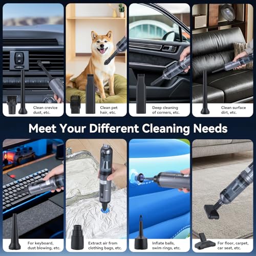 Image of OTraki Portable Cordless Car Vacuum 15000Pa Handheld Vacuum Cleaner | Rechargeable Hand Cordless with Crevice Tool, Rotating Nozzle, Charging Station, Large Dust Bowl for Home, Car, Office, Pet