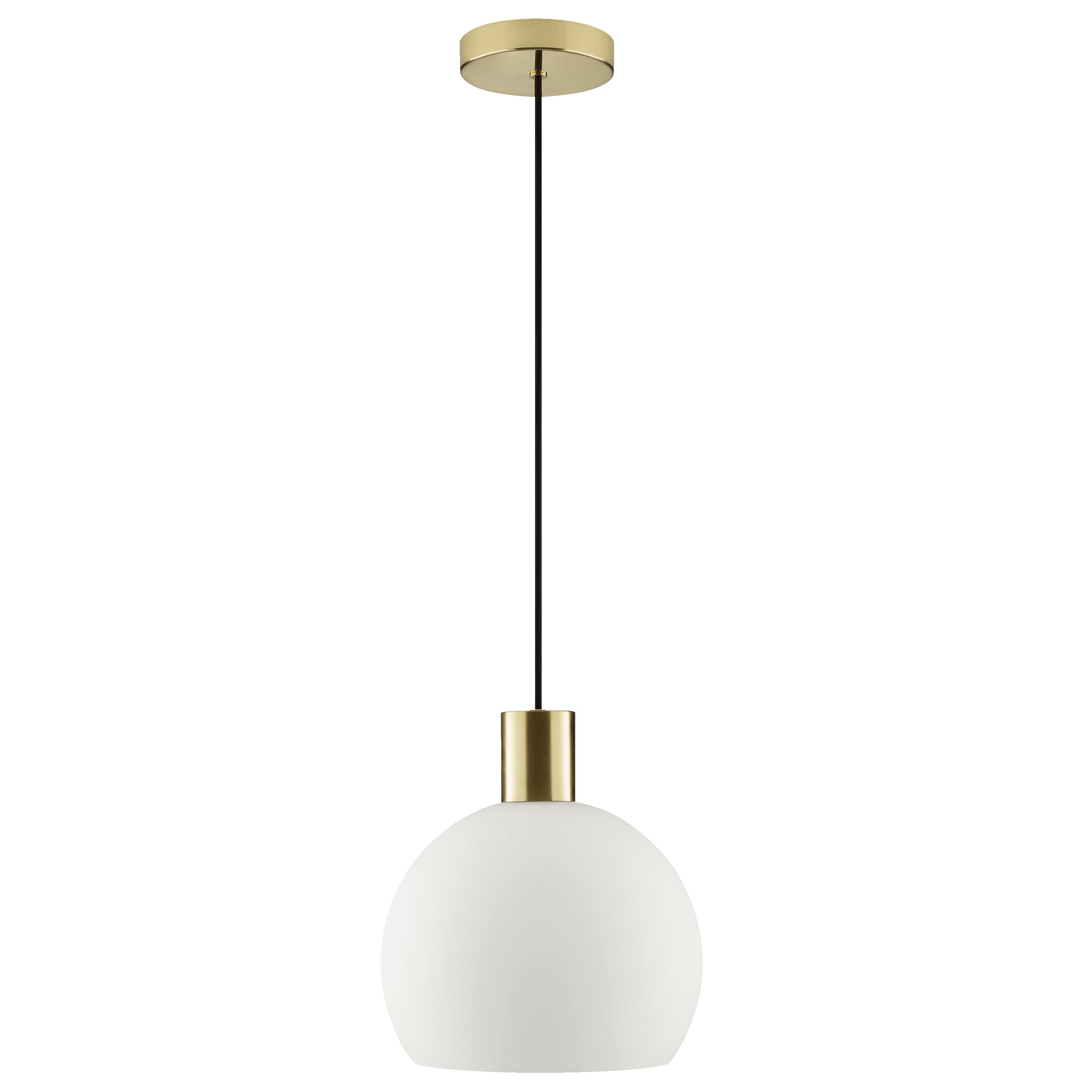 Lightbox Hängelampe mit Opalglas-Schirm, E27 Fassung, 120 cm Höhe, dimmbar, Metall Glas, messing/opal weiß, Glamour klassisch, Esszimmer, Küche, Gastronomie