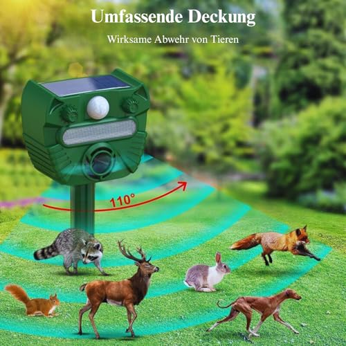 Ultrasone kattenafschrikking, waterdichte marterafschrikking, zonne-energie met USB-oplaadmodus, dierenafschrikking en ledlicht, effectief tegen marters, katten, honden, vogels, vossen en ratten. - Afbeelding 3
