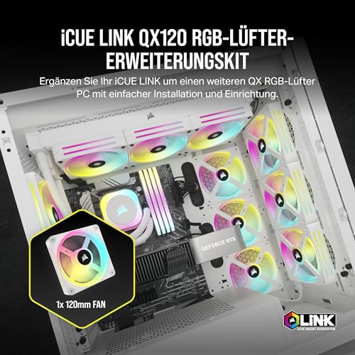 Corsair iCUE LINK QX120 RGB 120mm Magnetic Dome RGB Lüfter - Weiß – Ansicht 2