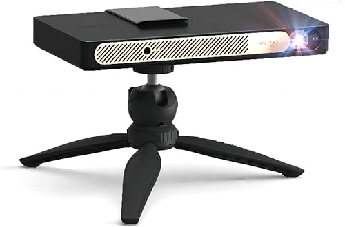 WEMAX Go Advanced Proyector láser portátil con soporte de trípode para mini proyector, 600 lúmenes ANSI, batería de 1.5 horas