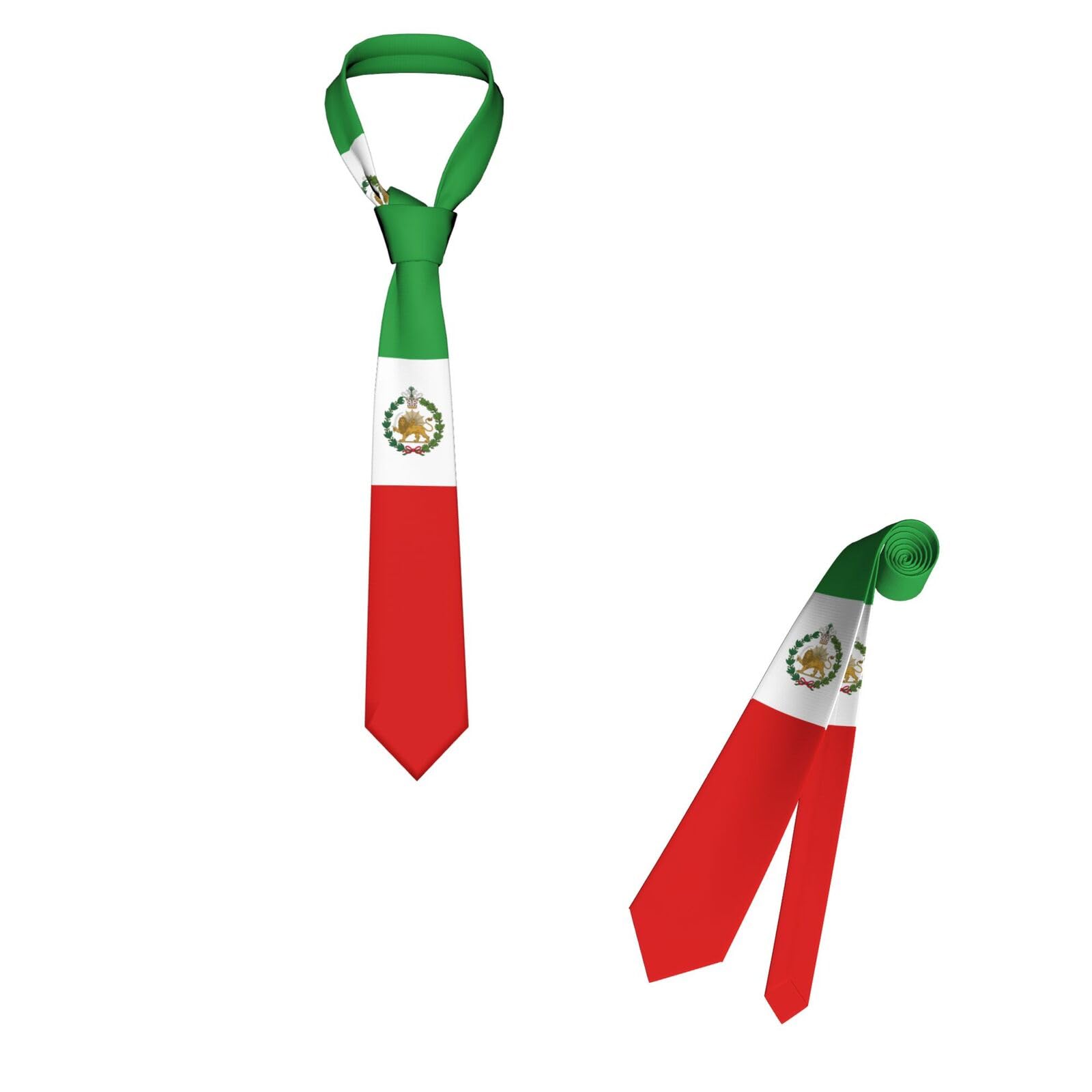 HLBSDM Iran Flag Sun Lion 1907-1925 Necktie Patriotic Pride Ties For Men Formal Business Graduation
