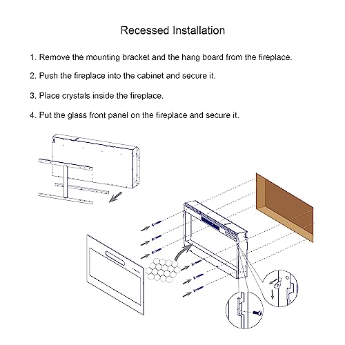 Udorich Heating with 36 Inch Recessed Electric Fireplace, Ultra Thin Design, Multi-Color Flame Options, Remote Control, Black - Image 6