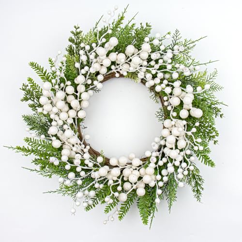 FloralElegance Artificial Winter Wreath 20 Inch...