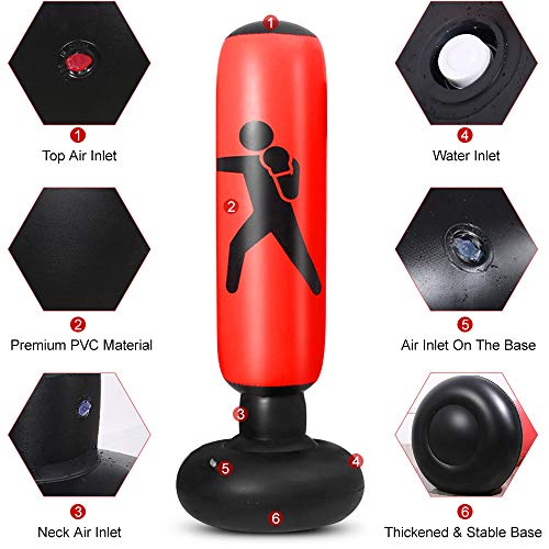 Honelife Saco inflável do boxe do PVC de 5.2ft saco de perfuração inflável do saco do alvo do encaix