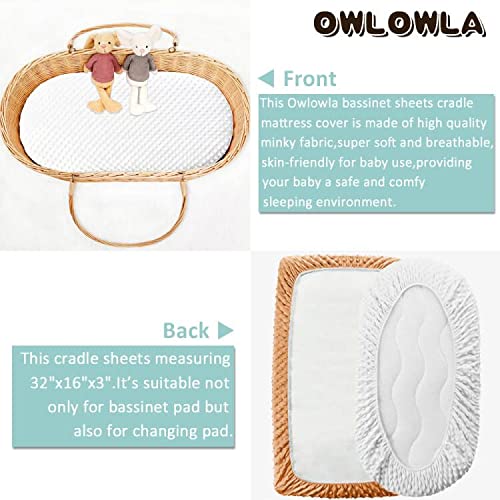 Image of Owlowla Bassinet Sheet Set,Ultra Soft Minky Cradle Sheets Universal Fitted Bassinet Pad /Mattress for Baby Boys Girls(Ivory /Caramel)
