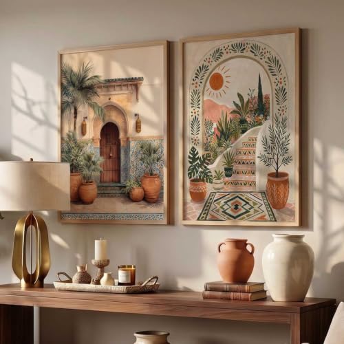 Image of kotart Decorative Modern Wall Art Print With Frame | Paintings For Living Room Bed Room Hotel Wall Decor Digital Reprint Set of 2 | Design 941 (20x30 Inch)