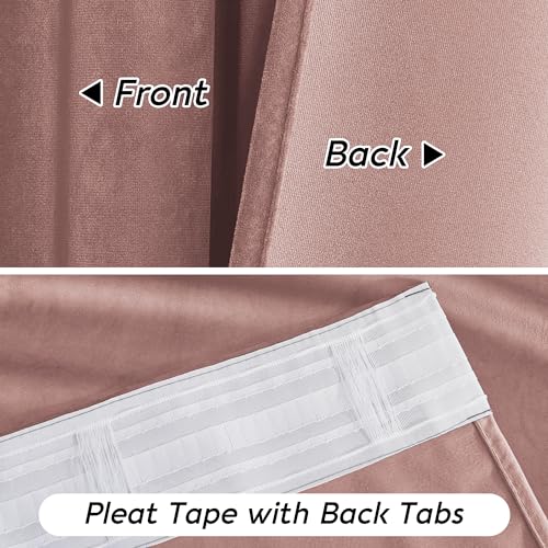 Image of RYB HOME Girls Curtains for Bedroom, Back Tab Room Darkening Baby Kids Velvet Curtains 90 inches Long for Nursery, W 52 x L 90, 2 Panels Set | Thermal Insulated, UV Privacy Blocking, Energy Efficient, Noise Reducing, Back Tab, Guest Room Office, W 52 x L 90, 2 Panels