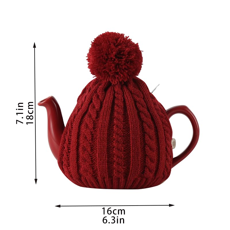 Image of One Piece Tea Cozy for 2 Cups Size,600ml,20oz,Not Include Teapot. (RED)