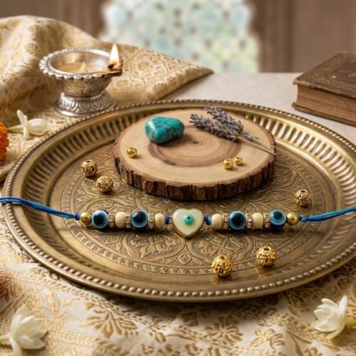 Image of Original Tulsi Rakhi for Brother | Handmade Natural Tulsi Beads Rakhi | Sacred Raksha Bandhan Rakhis for Boys | Traditional Spiritual Rakhi Gift