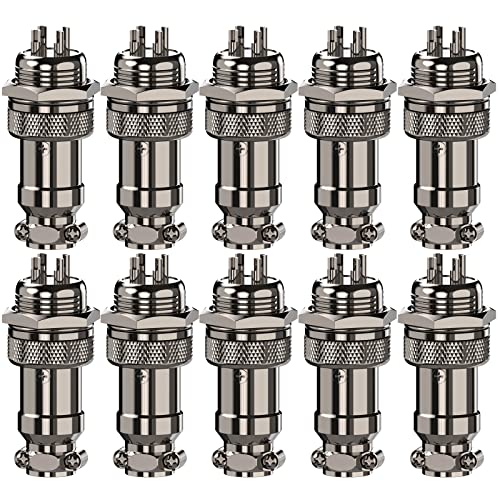 Clyxgs Aviation Plug Connector 4-Pin Male Female Panel Metal Wire Panel Connector 16mm Socket 10PCS