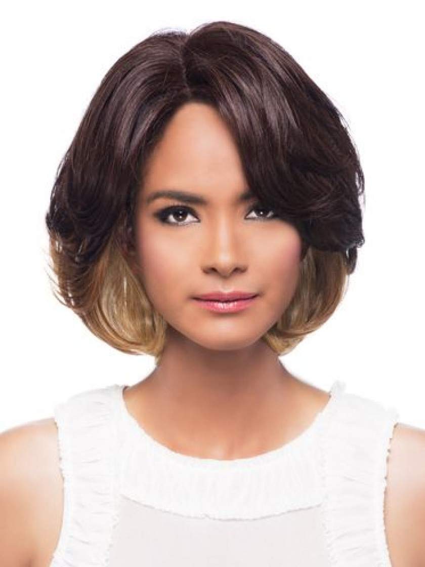Garden Wig Color 1B - Vivica Fox Wigs 13" Long Lace Front Layered Bob Heat Friendly Partial Monofilament Side Swept Bangs African American Black Womens Bundle MaxWigs Hairloss Booklet