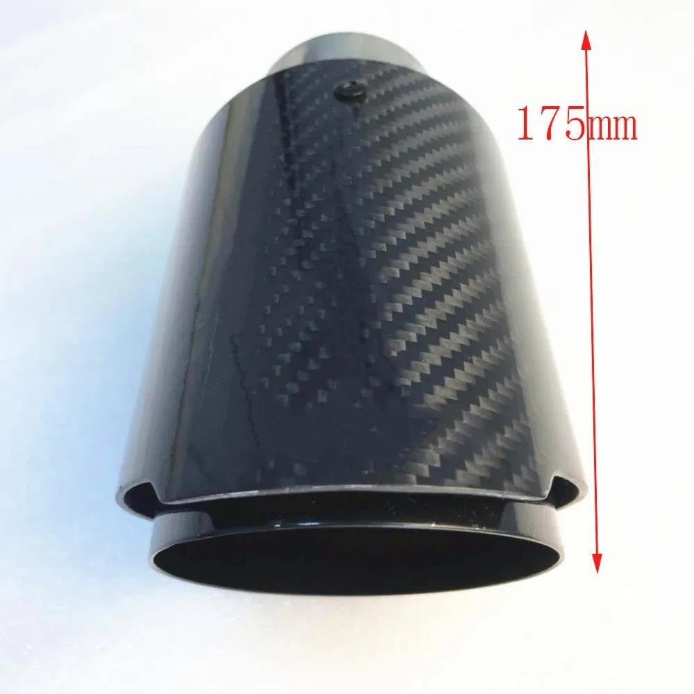 Auto Endrohre 1 PC Universal Dual Glossy Black Automobile Auspuffrohr Schalldämpferrohr Carbon Fiber Auspuffspitze Universal Modification Auspuff Endrohr(63-101mm)