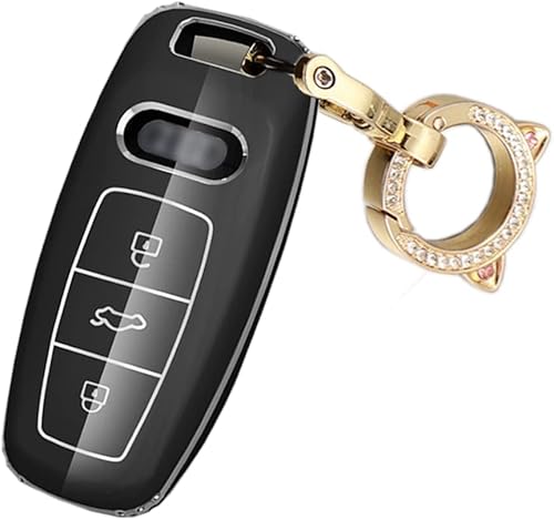 Miniatura 6 de ontto Funda para llave compatible con Audi 2018-2022 A6 A7 A8 E-Tron Q8 SQ8 Smart Remote Key Fob Cover Light and Glossy Scratched Grey Blue