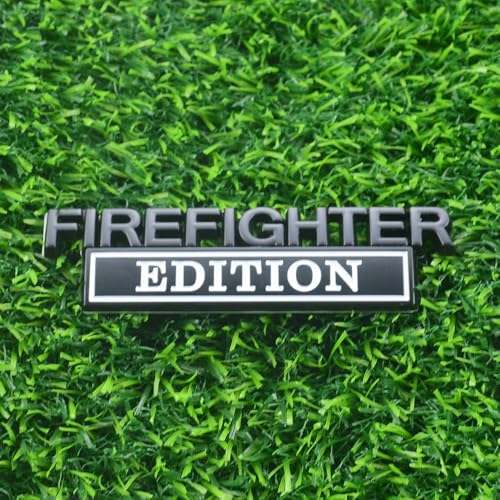 Image of 2pcs Firefighter Edition Emblem 3D Metal Decal Car Logo Badge Fit for Pickup Truck Car Truck Motorcycle 150 250 350 (Black White)
