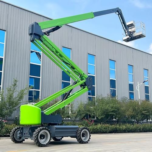 Self-Propelled Articulating Boom Work Platform Providing Vertical and Horizontal Reach for Equipment Servicing, Exterior Cleaning, Electrical Work, and Industrial Maintenance