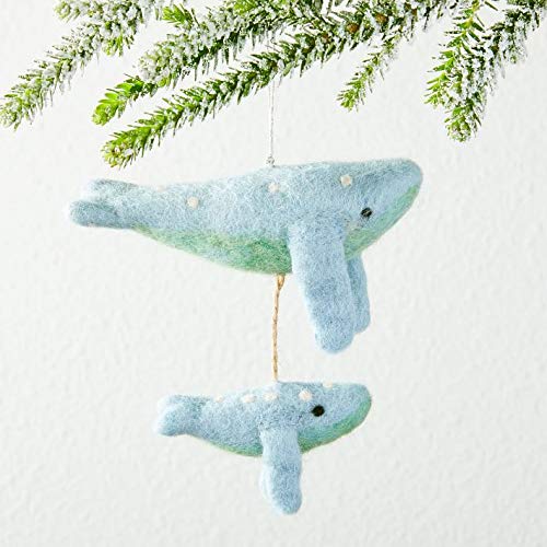 West Elm Street Embroidered Handcrafted Whimsical Felt - Whale Pair Christmas Ornament - 1 Each