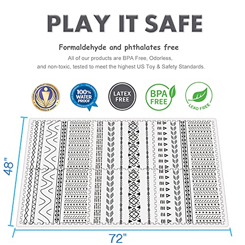 Tcbunny Extra Large Baby Play Mat - 4Ft X 6Ft Foam Puzzle Floor Mat For Kids & Toddlers (Mixed Marks White/Black) #TOP3