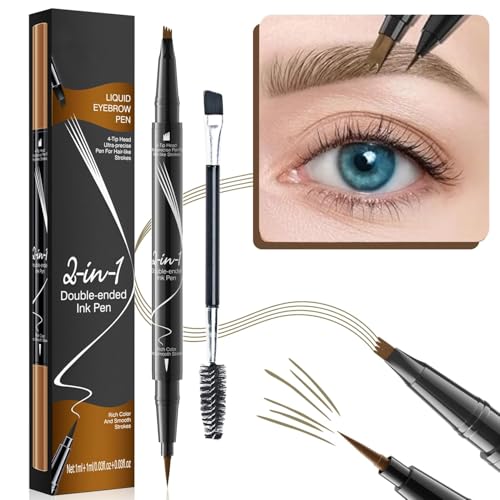 2 Stück Augenbrauenstift Wasserfest, 2-in-1 Dual-Ended Microblading...