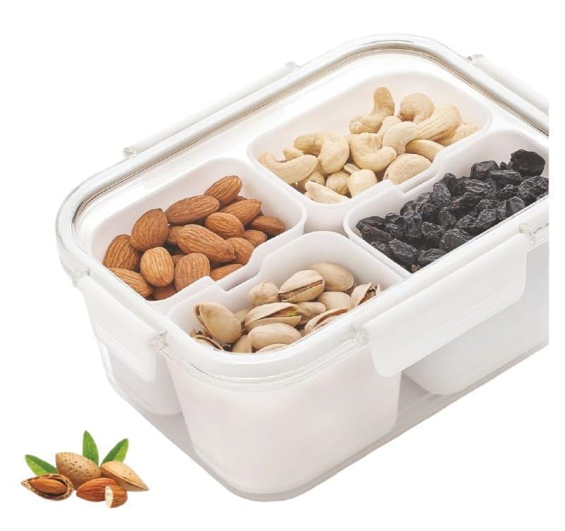 Classics Square Food Container – BPA-Free Airtight 4-Compartment Spice Nut Snack Organizer Microwave Freezer Dishwasher Safe Transparent Plastic-image-42