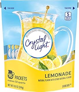 Crystal Light Sugar-Free Lemonade Naturally Flavored Powdered Drink Mix 16 Count Pitcher Packets