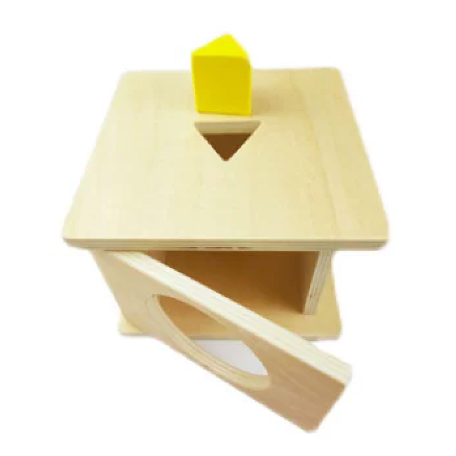 Montessori Holzwürfel zur Objektpermanenz, mit Schublade & klappbarer Tür | Formen-Drop-Box-Spielzeug, Formen-Sortier-Box, Feinmotorisches Hand-Auge-Koordination Sinnes-Spielzeug
