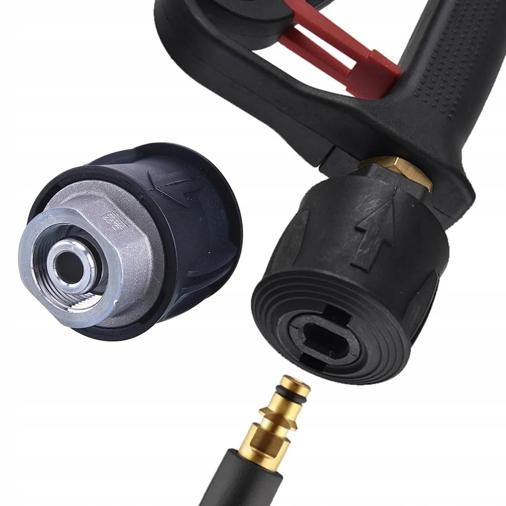 Zestaw lancy wysokociśnieniowej AutoClean ProLine – lanca do mycia podłoża z 4 dyszami na kółkach, pistolet wysokociśnieniowy 300 bar M22 x 1,5, adapter Click Connect, część zamienna do myjki