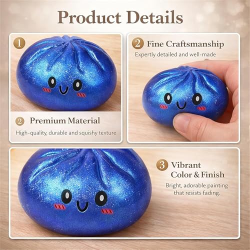 Image of Glitter Dumpling, Glitter Dumpling Squishy Box, Dumplings Squishy, Anxiety Relief Fidget, Soft Squeeze Decompression Dough (White)