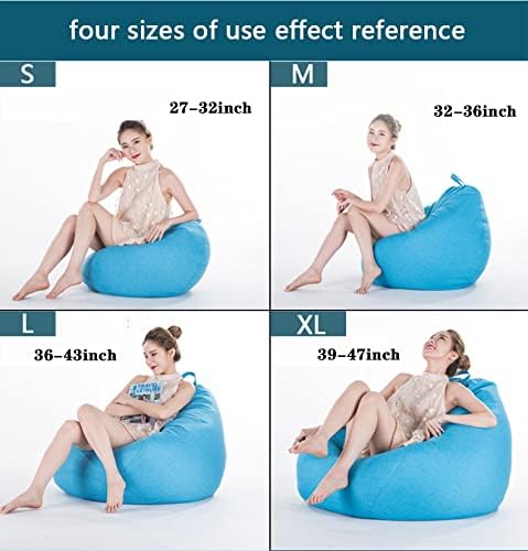 Miniatura 6 de Funda de puf de almacenamiento de animales de peluche (sin relleno) extra suave para silla de puf  Funda de repuesto 100% algodón de lino con espuma