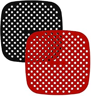 2 Pack Reusable Air Fryer Liners, Square, BPA Free, Original Silicone Air Fryer Mats for COSORI, NUWAVE, Power XL, CHEFMAN, Philips, and More 5.3 QT & Larger AirFryers/Oven/Pressure Cooker (8.5 Inch)