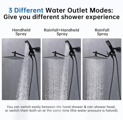 G-Promise All Metal 8" Dual Square Shower Head Combo | Rain Shower Head | Handheld Shower Wand | Adjustable Arm| Smooth 3-Way Diverter | 71" Extra Long Hose - A Bathroom Upgrade (Oil Rubbed Bronze)