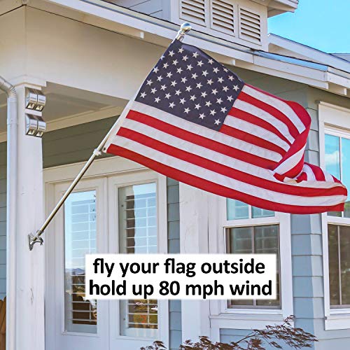 Geek Cheers Stainless Steel Heavy Duty Flag Pole Holder Flag Bracket, 2 Positions For 1" Flag Pole Wall Mount House & Estate Flag Pole Bracket,Blad Drill Bit Included Rust Free Flag Pole Mount Silver #TOP6